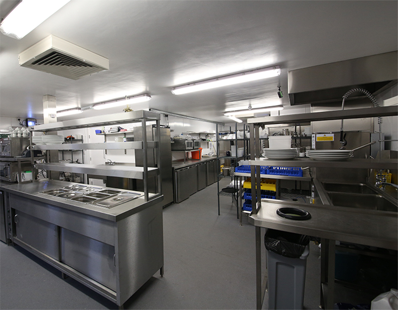 Full view of commercial kitchen