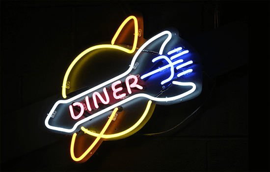 V-Rev Diner fluorescent light logo