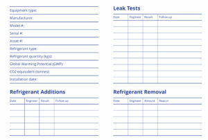 Acme F-Gas Log Book pages