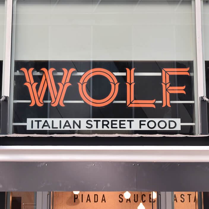 wolf street food sign